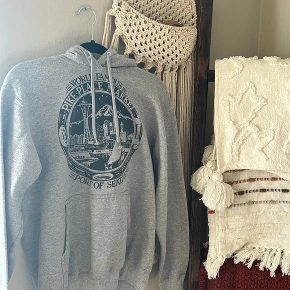 Tops | Gray Seattle Pike Place Market Hoodie | Poshmark